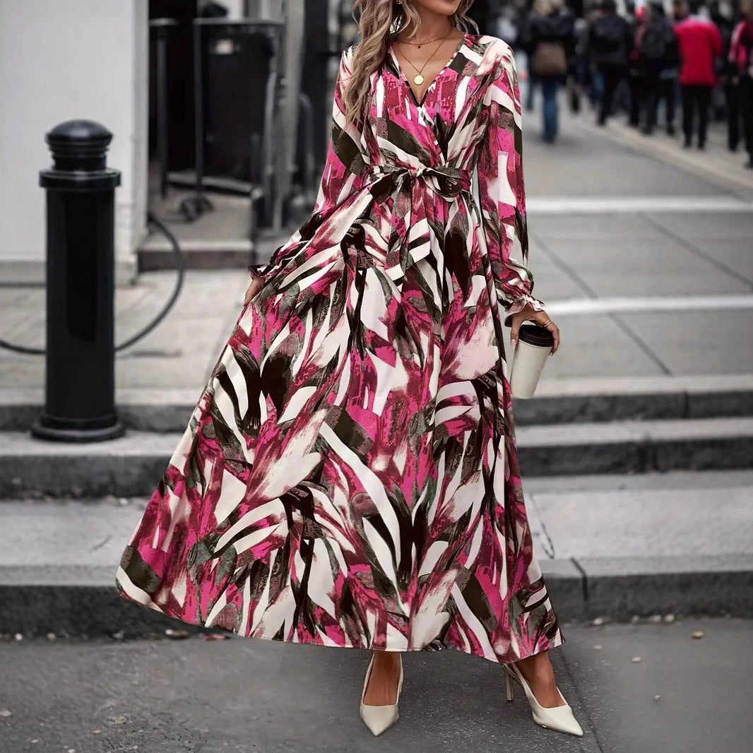 Damen Maxi-Kleid mit eleganter Taillierung und voluminösem Rock
