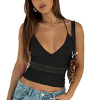 Damen Neckholder-Bustier-Oberteil mit Spitze und figurbetontem Schnitt R&B