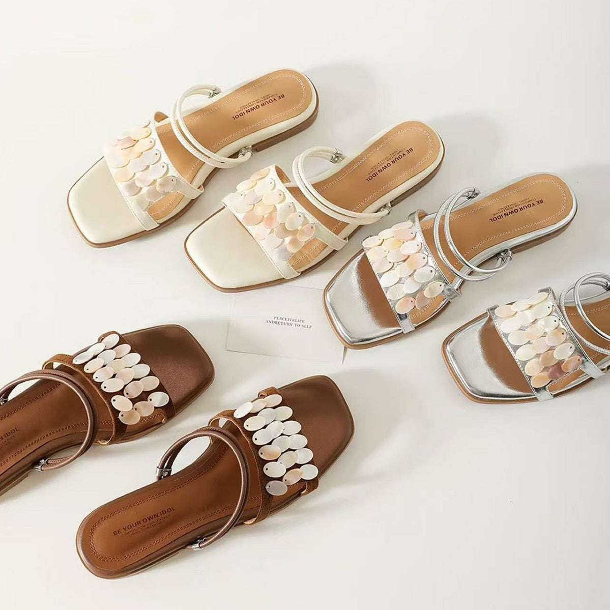 Damen Dekorative Riemchen-Sandalen mit glitternden Pailletten R&B
