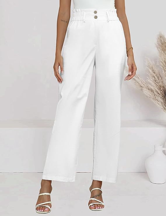 Damen Bequeme Weit geschnittene Hose mit elastischem Bund und Knopfdetails R&B