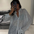 Damen Glitzerndes Oversized-Hemd mit Pailletten R&B