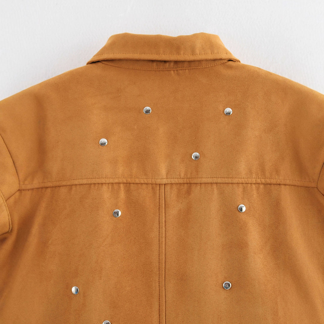 Damen modische Oversized-Jacke mit dekorativen Nieten R&B