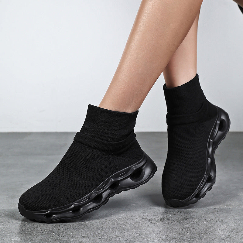 Damen Komfortable High-Top Sneakers aus atmungsaktivem Strick-