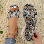 Damen Komfortable Zehentrenner-Sandalen mit modischem Muster R&B