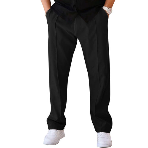 Herren nan lockere Freizeithose mit Bügelfalte, elastischem Bund und Kordelzug R&B