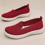 Damen Komfortable Slip-On Freizeitschuhe mit luftdurchlässigem Strickdesign R&B