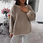 Damen Übergroßer Strickpullover mit luftigen Ärmeln R&B