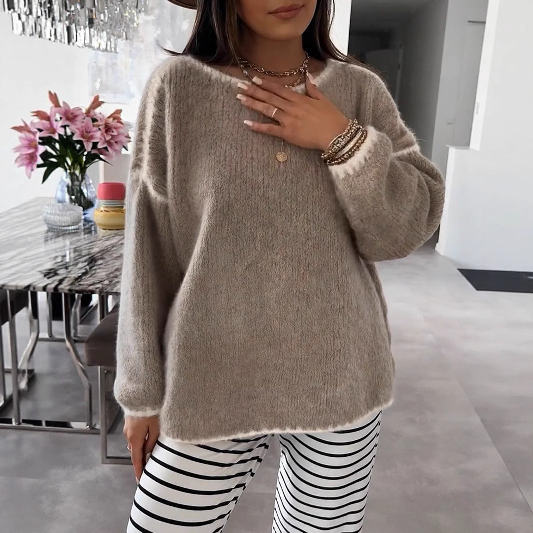 Damen Übergroßer Strickpullover mit luftigen Ärmeln R&B