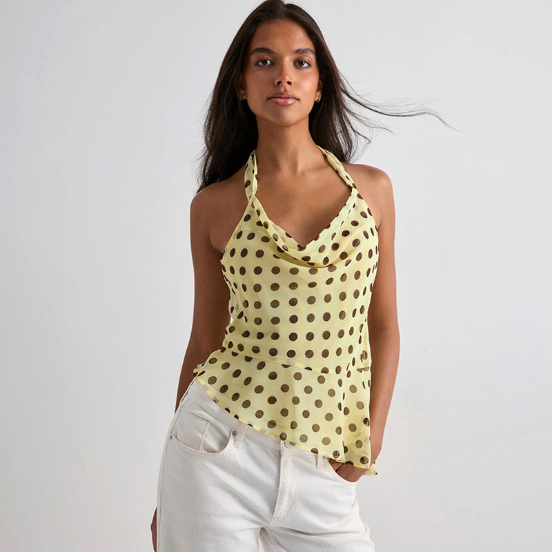 Damen Hängerchen-Top mit verspieltem Polka-Dots-Muster und voluminösem Saum R&B