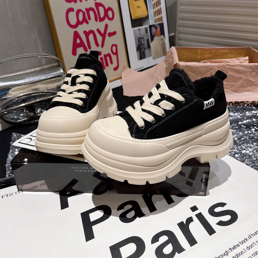 Damen Sneakers mit luxuriösem Fleece-Innenfutter und robustem Plateau R&B