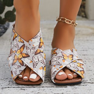 Damen Faltbare Sandalen mit floralem Muster R&B