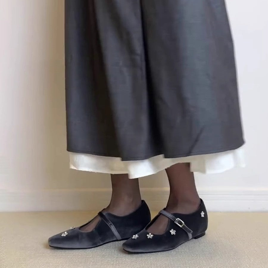Damen Ballerina-Schuhe mit floralem Dekor und elegantem Schnallenverschluss R&B