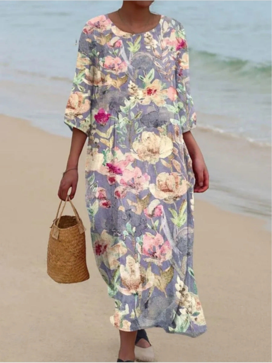 Damen Maxikleid mit floralem Design und lässigem Schnitt R&B