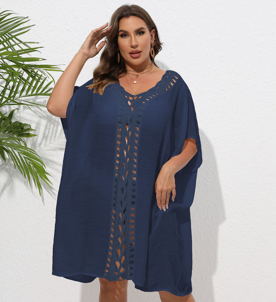 Damen Luftiger Strandkimono mit dekorativer Häkelspitze R&B
