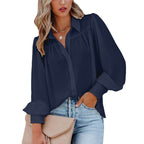 Damen Bluse mit femininen Rüschendetails und lockeren Ärmeln R&B