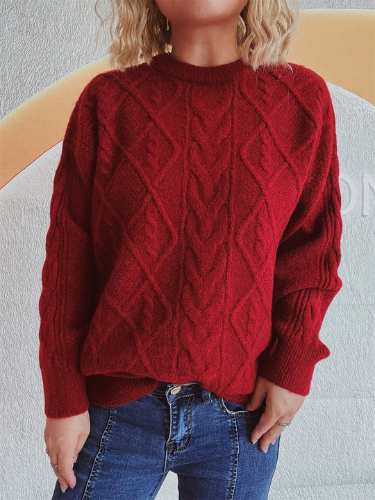 Damen Grobstrickpullover mit elegantem Zopfdesign und lässigem Schnitt R&B