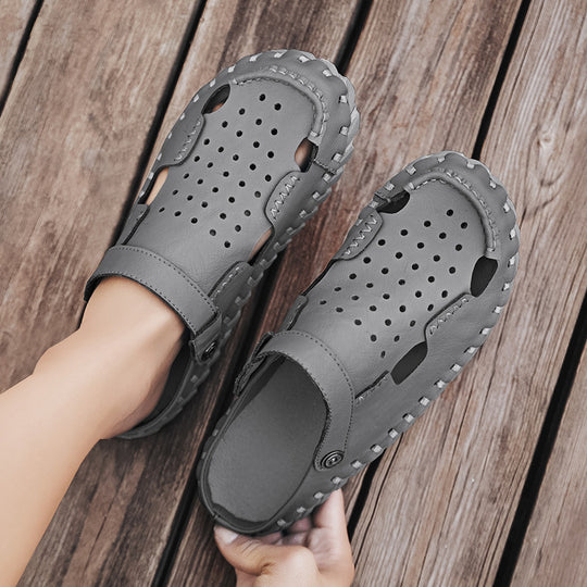 Damen Leder Sandalen mit atmungsaktiven Öffnungen von R&B