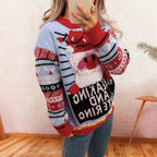 Damen Weihnachts-Pullover mit kreativem Rentier-Motiv und fröhlichem Design R&B
