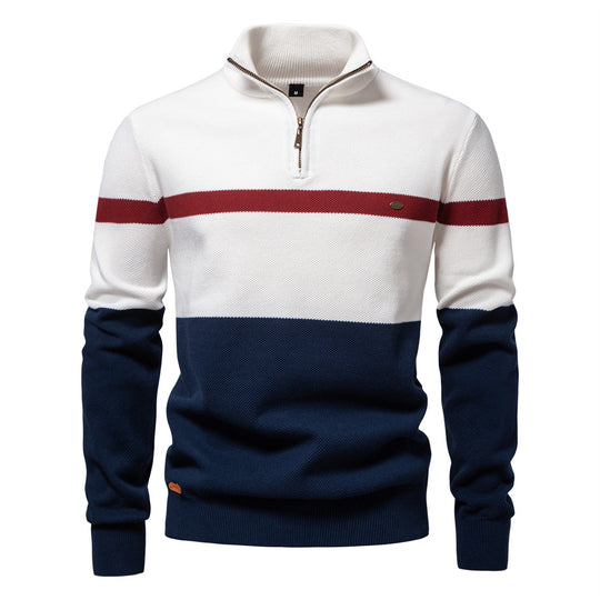 Herren Pullover mit Stehkragen und Zipper R&B