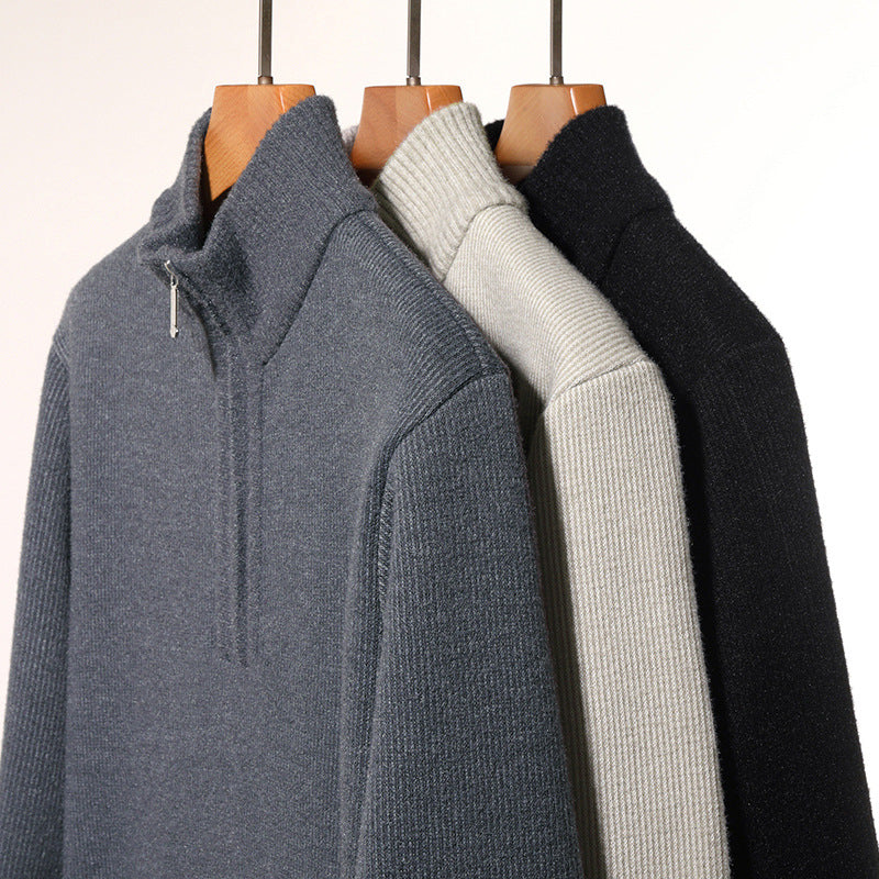 Herren kuscheliger Rollkragenpullover mit Reißverschluss