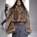 Damen luxuriöser Kunstpelz-Cropped-Bolero