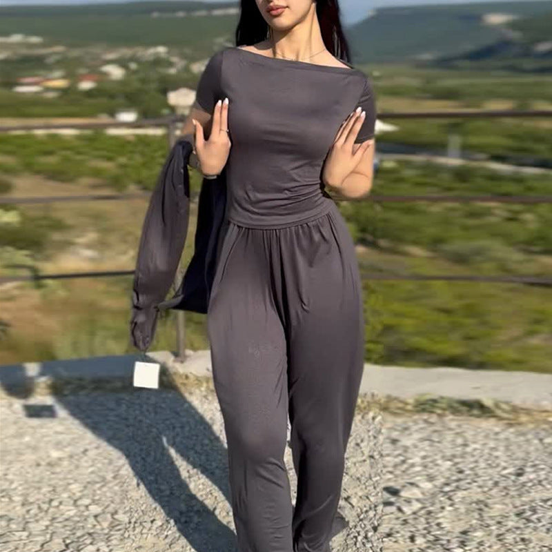 Damen lässiger Maxikleid-Anzug mit offenem Cardigan R&B