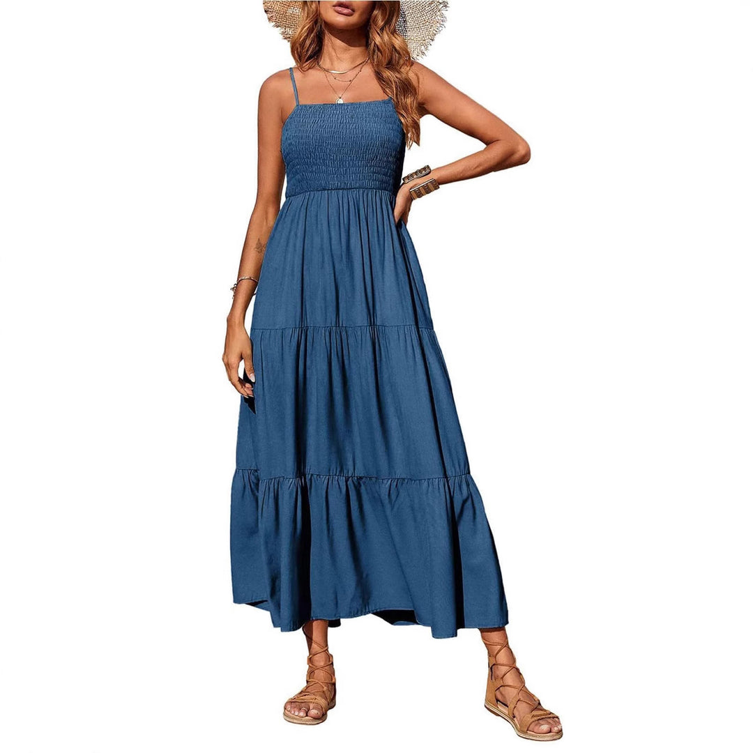 Damen Maxidress mit Spaghettiträgern und Volant-Design R&B