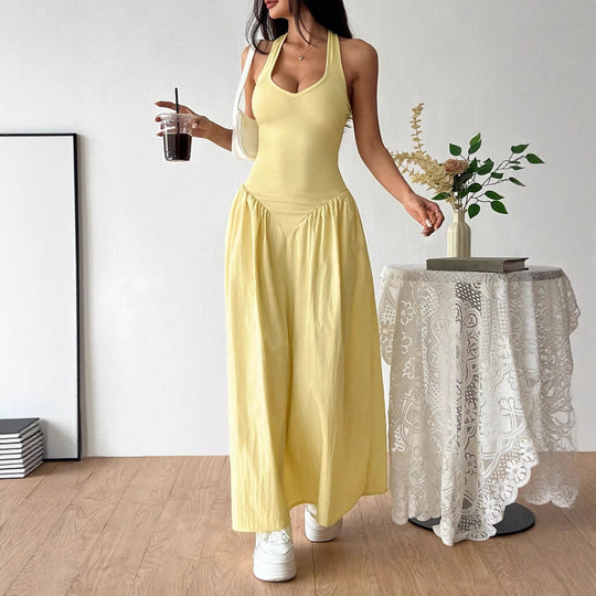 Damen Maxidress mit U-Ausschnitt und fließendem Rock R&B
