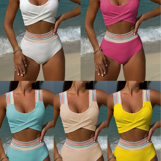 Damen Zweiteiliges Badeanzug-Set mit trendy geflochtenen Trägern R&B