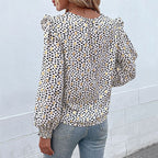 Damen Elegant geschnittene Bluse mit Rüschendetails und speziellem Muster