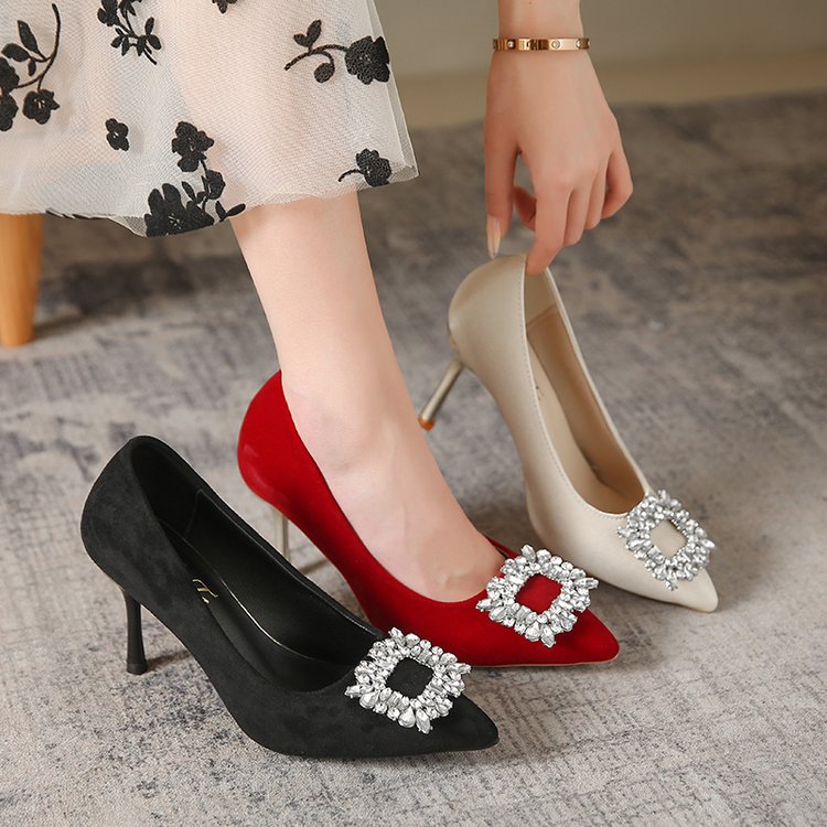 Damen elegante Spitzenpumps mit funkelndem Strassakzent R&B