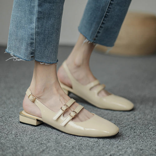 Damen Sling-Ballerinas mit doppeltem Riemchen und komfortablem Blockabsatz R&B