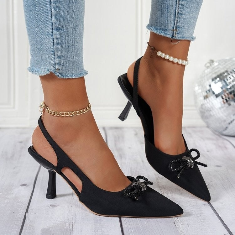 Damen Slingback Pumps mit glamourösem Schleifen-Design