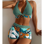 Damen Bikini-Set mit sportlichem High-Waist-Schnitt und verspieltem Blumenmuster