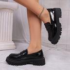Damen Modische Lacklederschuhe mit robustem Profil R&B