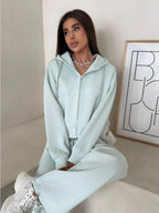 Damen nan weite Highwaist-Loungehose aus Sweatstoff mit Kordelzug und Eingrifftaschen R&B