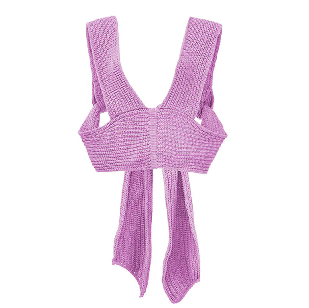 Damen gestricktes Crop-Top mit raffinierten Rückendetails R&B