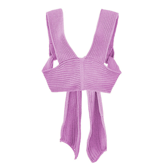 Damen gestricktes Crop-Top mit raffinierten Rückendetails R&B