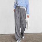 Damen Elegante weite Hose mit schickem Gürtel und Falten R&B