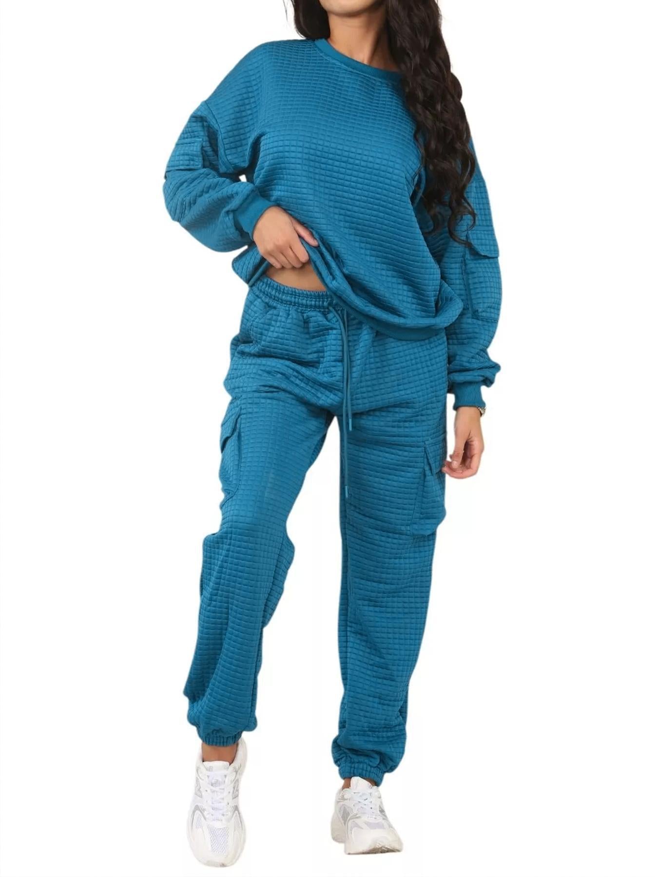 Damen Lässiges Freizeit-Set mit weichem Strukturstoff R&B