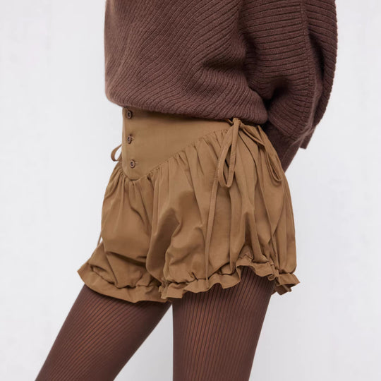 Damen modische Rüschen-Shorts mit hohen Bund und verstellbaren Kordeln R&B