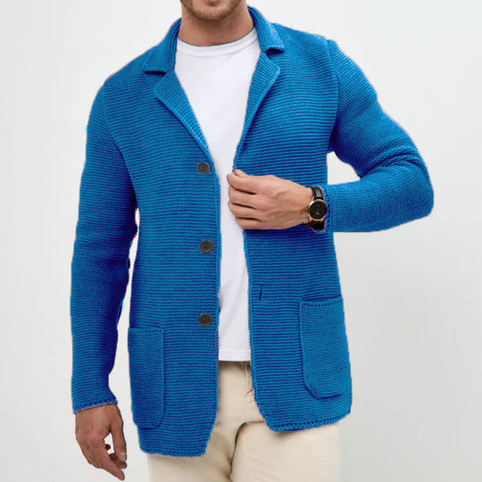 Herren Strickjacke mit warmem Schalkragen und praktischen Taschen R&B