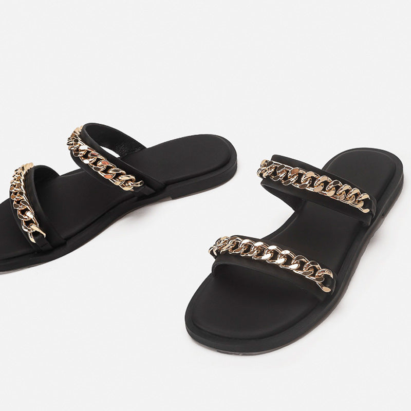 Damen Slides mit luxuriösem Kettendetail R&B