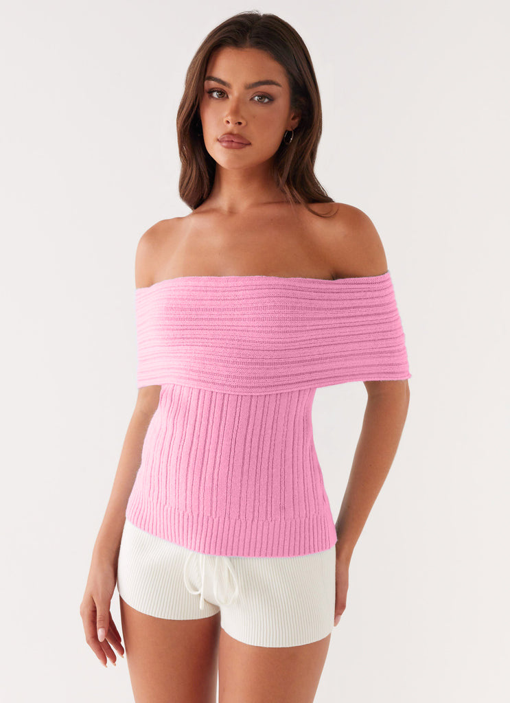 Damen Off-Shoulder Strickoberteil mit Rippstruktur R&B