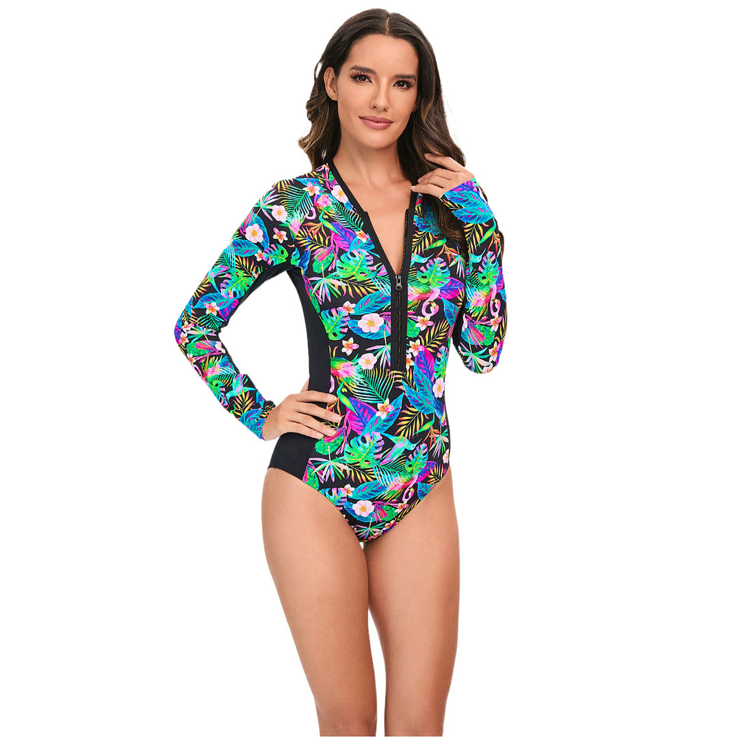 Damen Langarm-Schwimmanzug mit floralem Design R&B