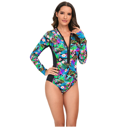 Damen Langarm-Schwimmanzug mit floralem Design R&B