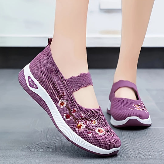 Damen Bequeme Sneaker mit floralen Stickereien R&B