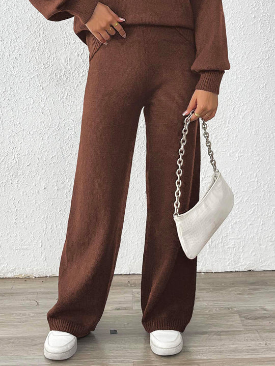 Damen lässige Strickhose mit weitem Schnitt R&B