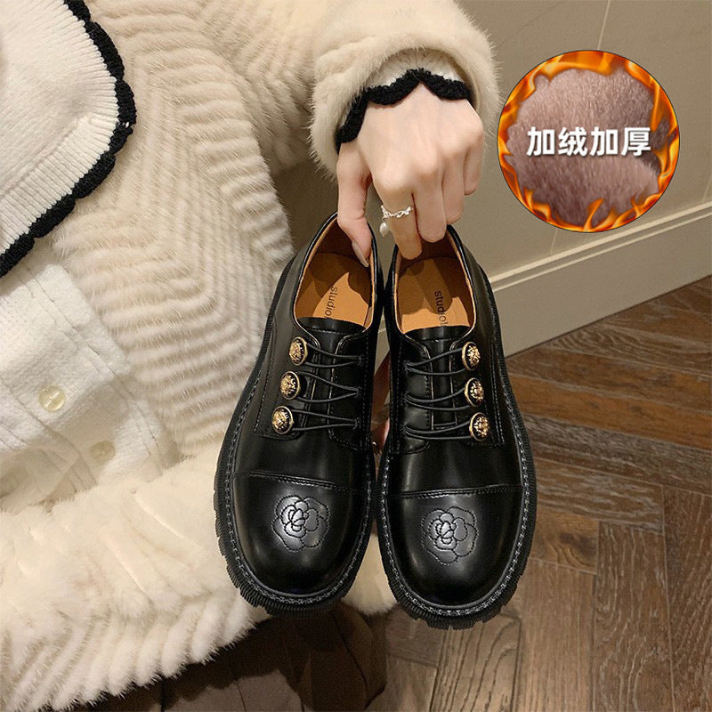 Damen komfortable Schnürschuhe aus hochwertigem Kunstleder mit eleganter Schnallenverzierung R&B