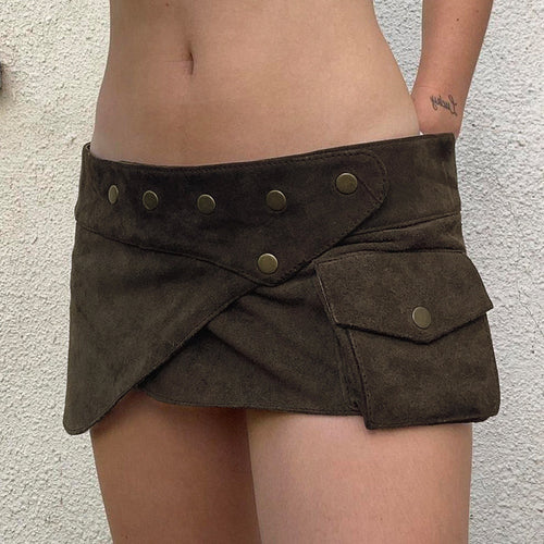 Damen modischer Kurzrock mit funktionalen Taschen und Knopfdetails R&B